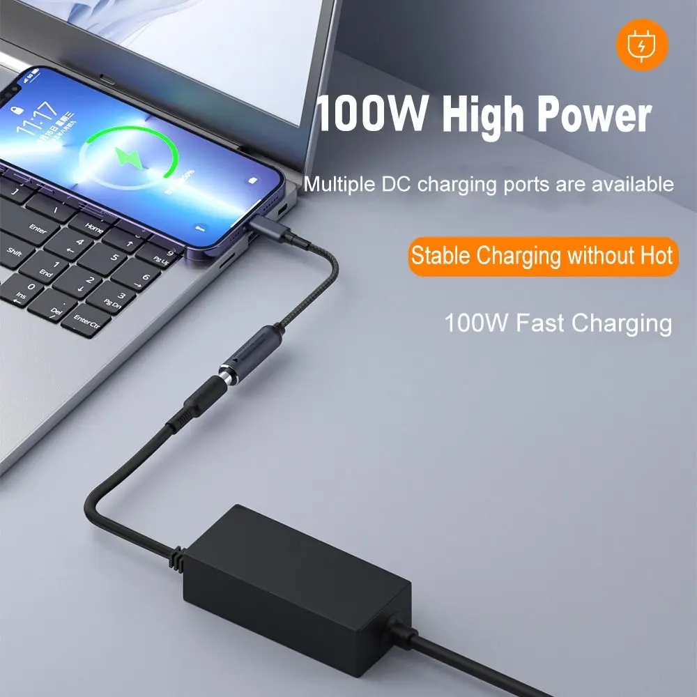 노트북 충전 케이블 스퀘어 마우스 휴대폰, 레노버, HP, 삼성용, DC to C타입 컨버터, PD 100W, 5.5x2.5, 7.4x0.6, 5, 9, 20V