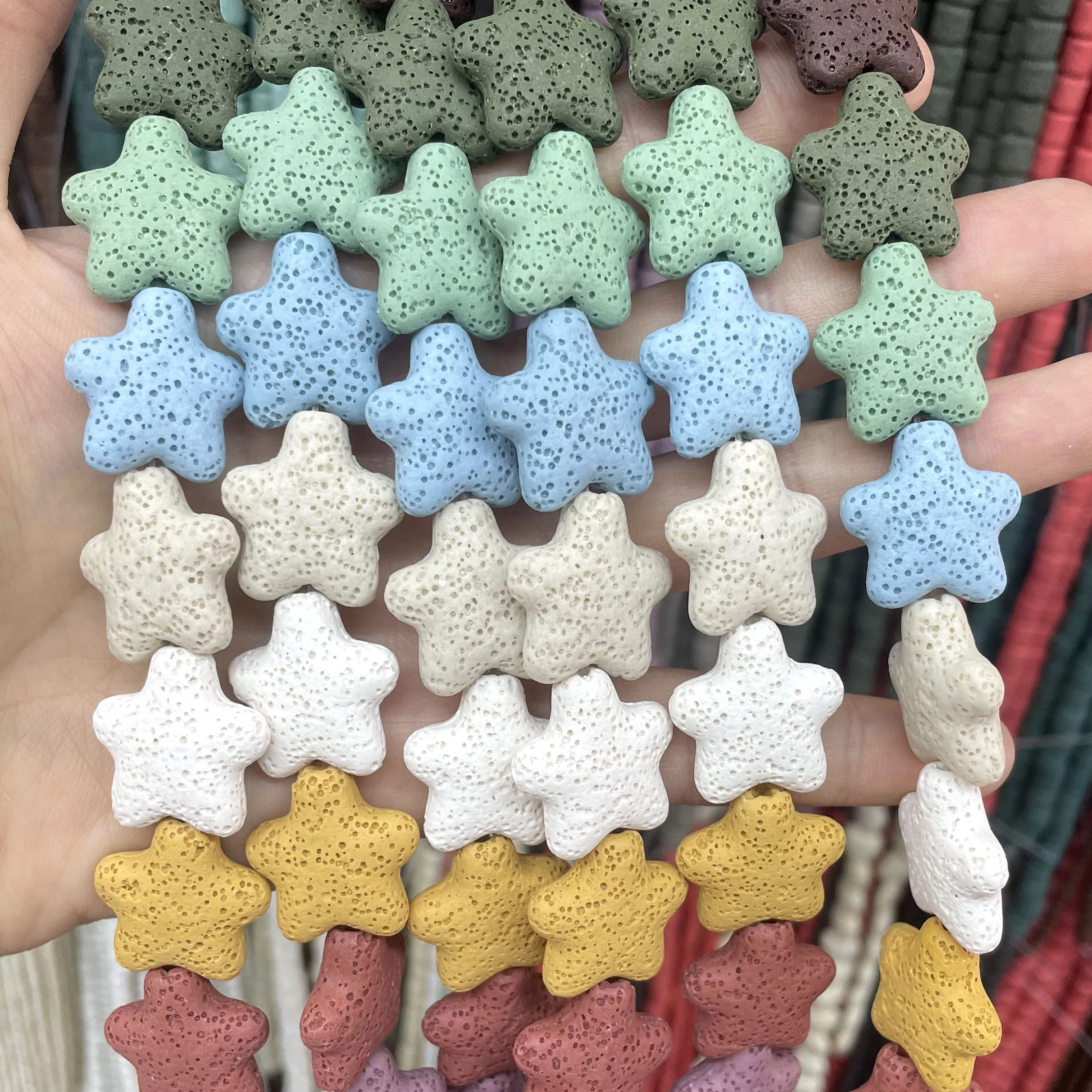 천연석 멀티컬러 용암석 화산석 라운드 론델 스페이서 사각형 라운드 비즈 쥬얼리 DIY 제작 팔찌 목걸이용-Freehip.co.kr