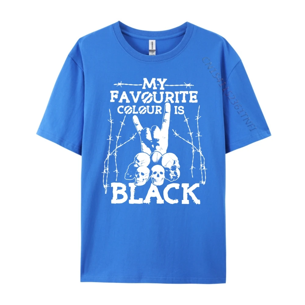 Printed On My Favourite Colour Is Black Round Neck T Shirts Father Day Tees Short Sleeve for Men Newest 100% Cotton Tshirts My Favourite Colour Is Black 4529 blue