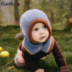 Baby knitted hat Balaclava Kids Girl's winter hats warm wool earflaps Cap for Boys beanie items Children accessories newborn