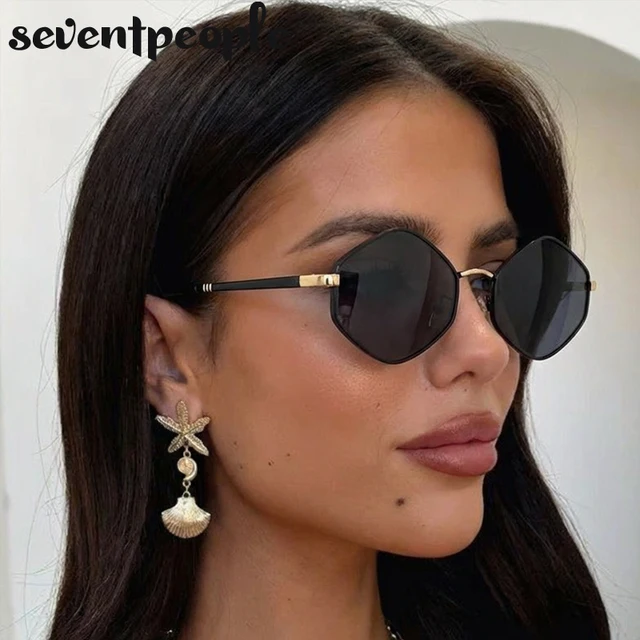 Lunettes de soleil hexagonales à petite monture pour femme, style punk, marque de luxe 2026, classiques steampunk, polygone, pour dames, protection solaire vintage 1