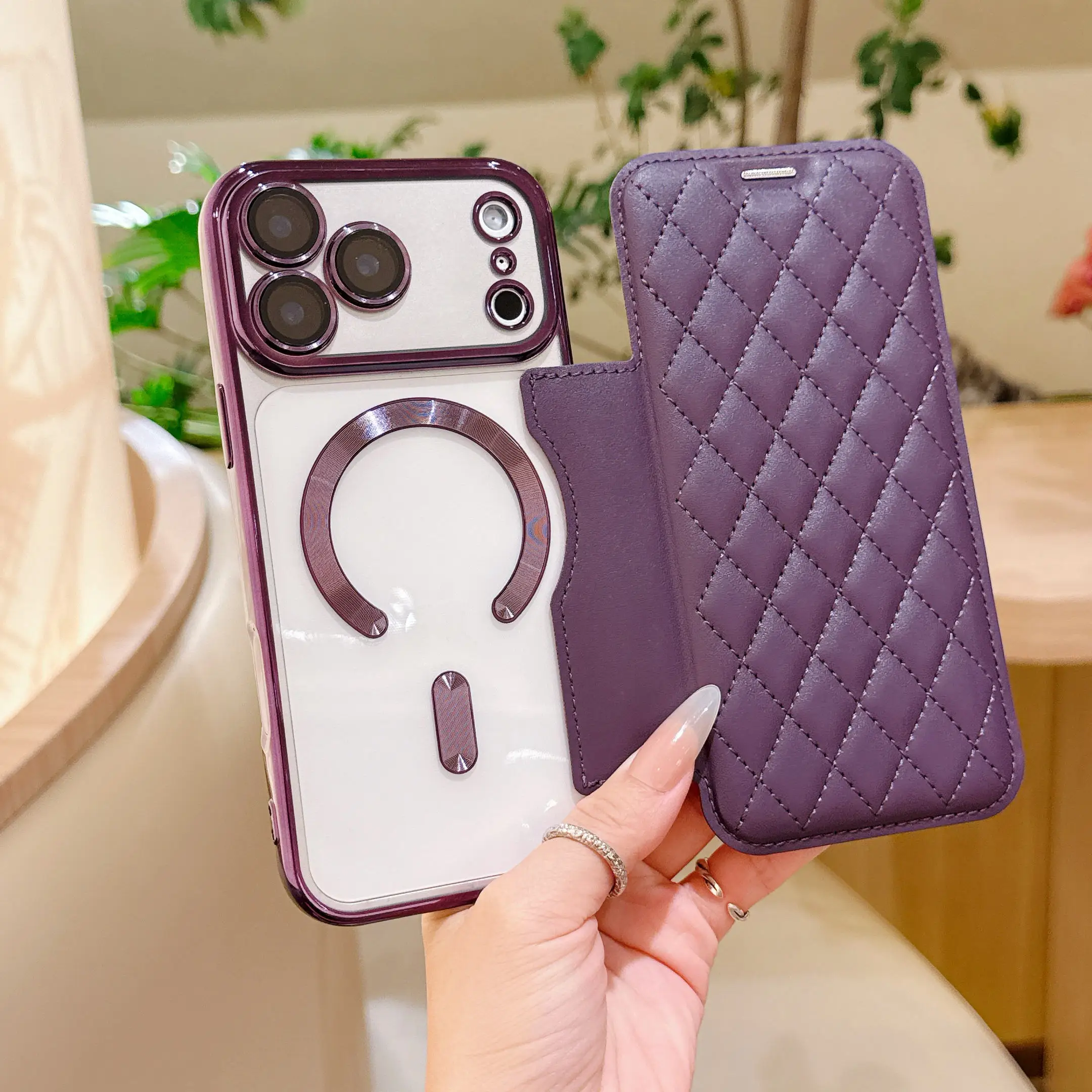 Elegant PU Leather Flip Wallet Phone Case with Card Slots and Magnetic Closure