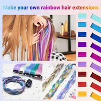 Extensions capillaires synthétiques à clips multicolores, postiches arc-en-ciel de 22 pouces pour filles, femmes et enfants, 1 5 11 pièces/lot 2