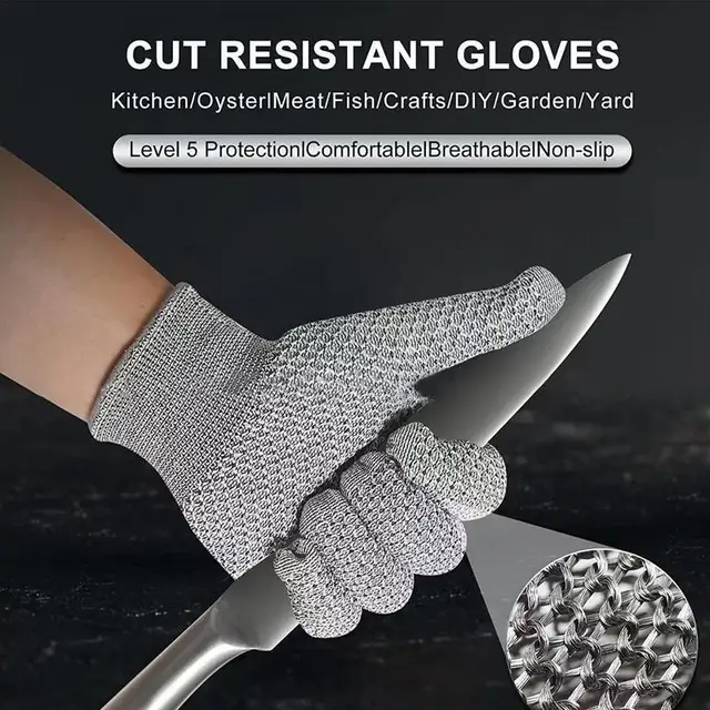 Grade 5 Cut Resistant Gloves – HPPE Safety Work Mittens for Kitchen, Glass Cutting & Gardening 4