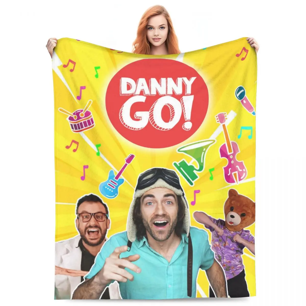 Danny Go Cartoon Music Education Fleece Throw Blankets Dance Blanket for Sofa Couch Warm Bedspreads Quilt Breathable 4
