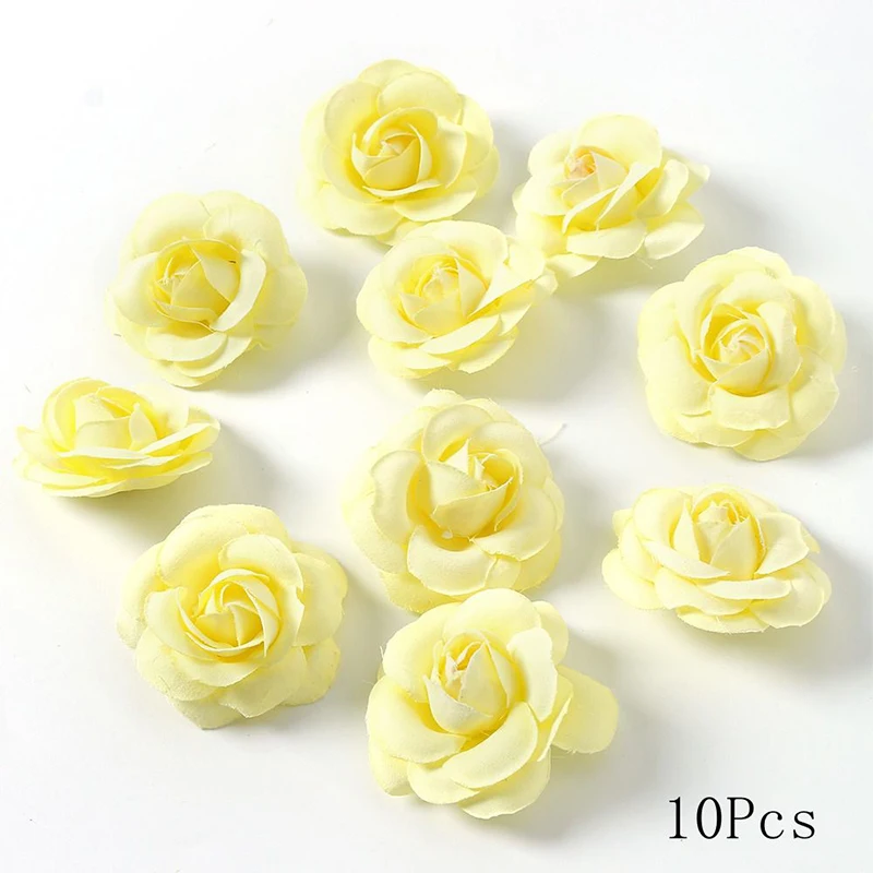 Gelbe künstliche Blumenköpfe aus Seide, künstliche Blumen für Heimdekoration, Party, Hochzeit, Hochzeit, Dekoration, DIY, Basteln, Geschenke, Zubehör – Detail 11