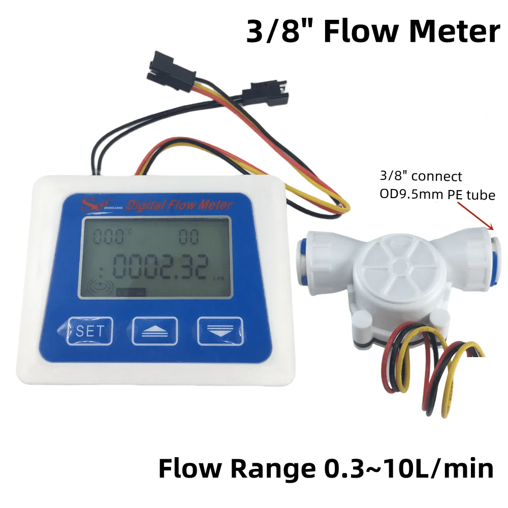 Flow Meter Water Flow Meter Turbine Flow Meter Digital Turbine Flow Meter Water Sea Digital Flow Meter Display Measure Total Flow Show Rate FlowSensor Liquid Beer Turbine