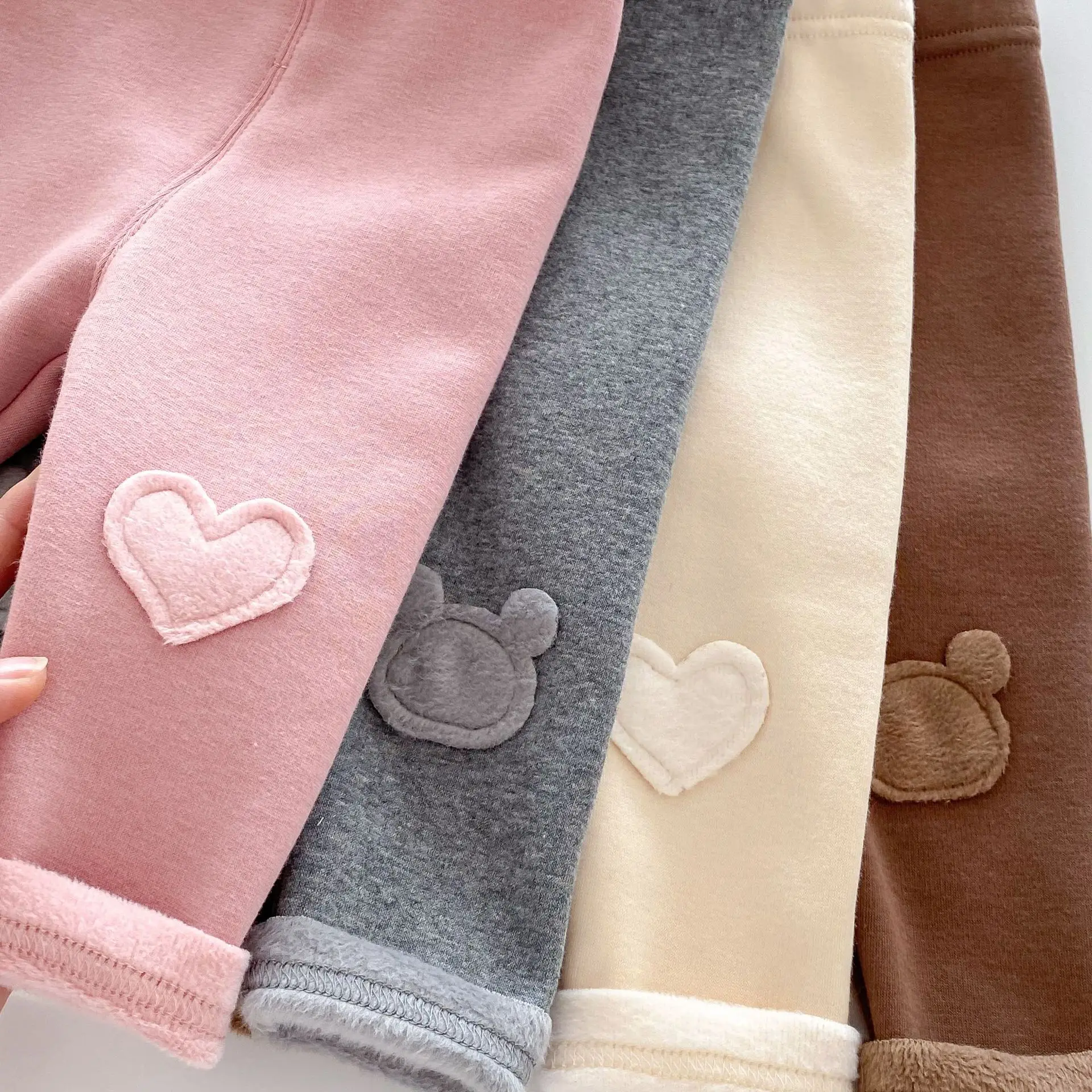 Girls Leggings Winter 0-5Y Children's Clothes Baby Girls Patch Plus Velvet Warm Pants Trousers baby trousers,baby leggings