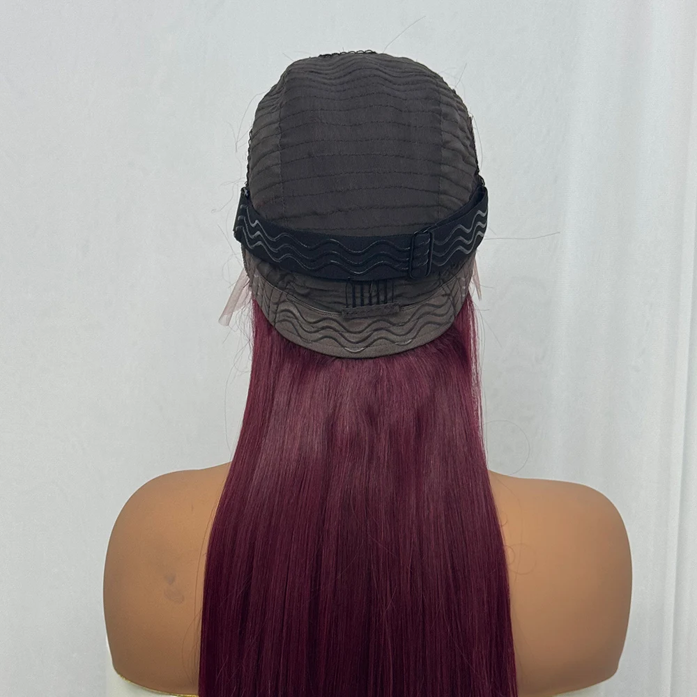 Bone Straight Human Hair Wig 350% Density 99J Glueless Lace Wigs Double Drawn 12A Hair 13x4 HD Lace Frontal Wigs