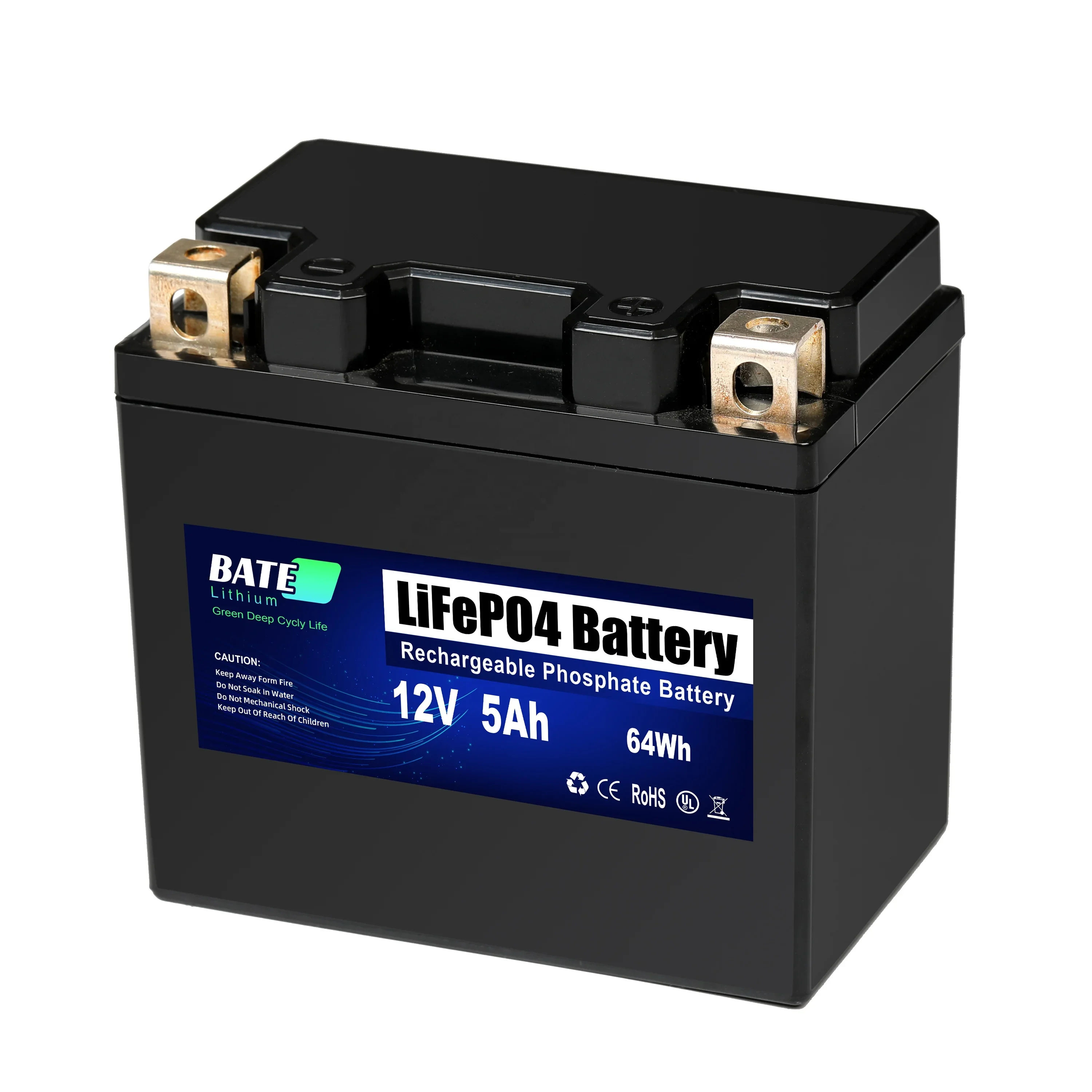 12V 5Ah Rechargeable Lifepo4 Battery Built in BMS Maintenance-Free Battery for Trolling Motor & Fish
