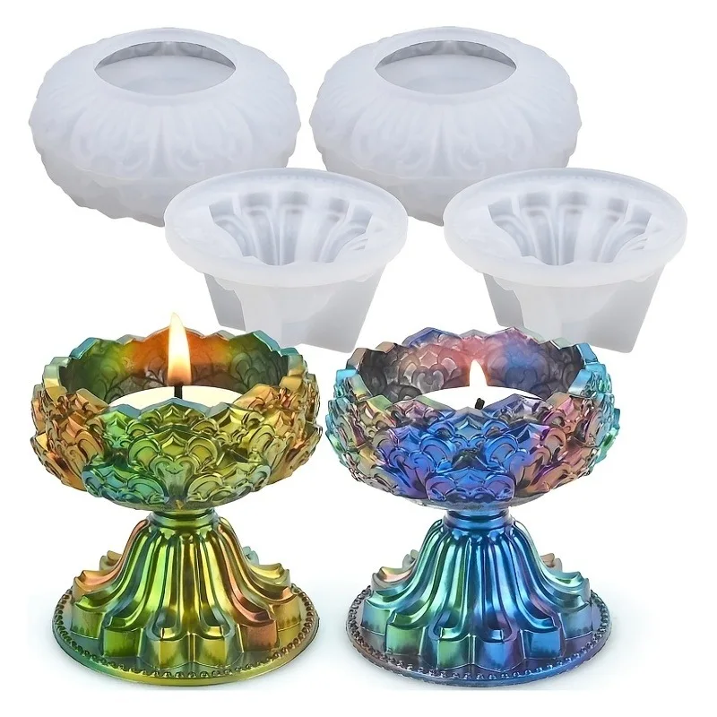 Stampo In Silicio Per Portacandele In Resina – 3 Pezzi, Multiuso Per Candele Fai Da Te, Decorazioni Artigianali - 3