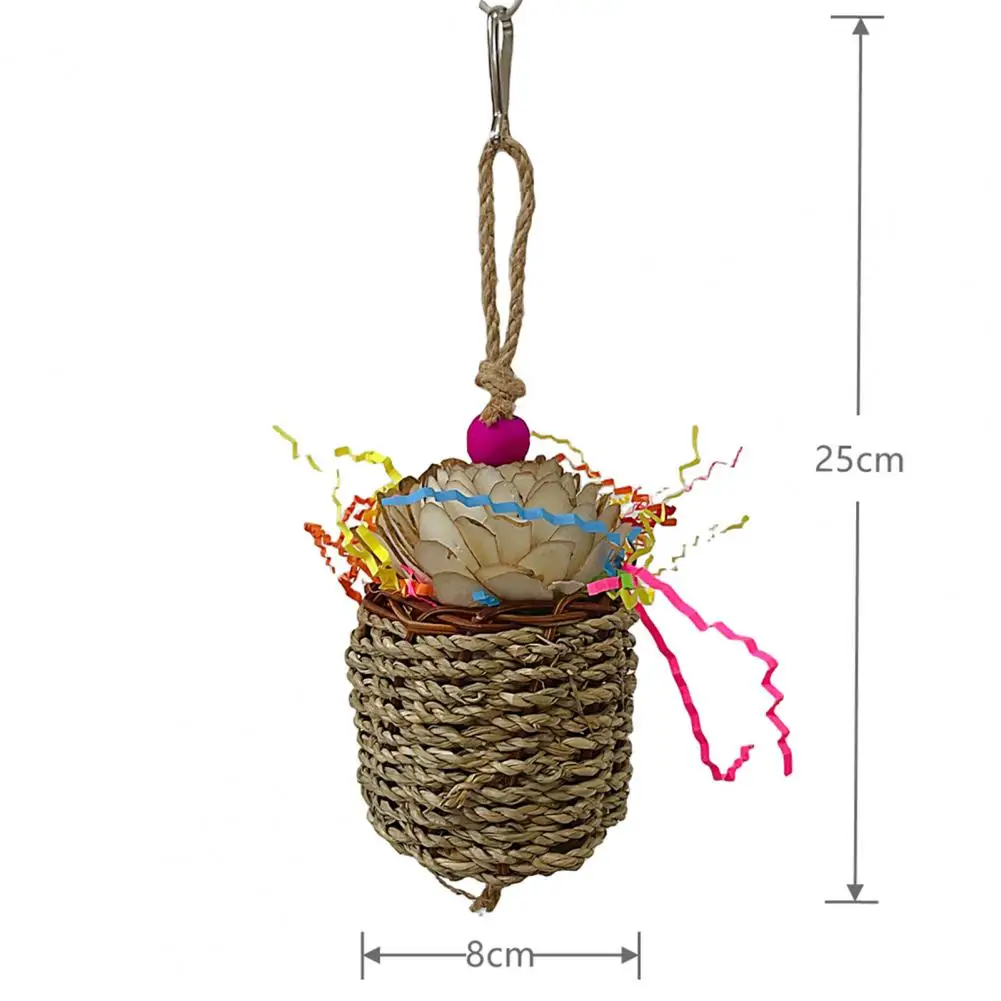 

Bird Toy with Hook for Easy Installation Natural Material Bird Chew Toy for Parrot Foraging Hanging Cage Pet Supplies for Small