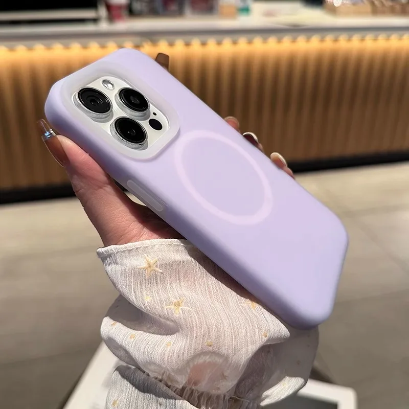 Luxury Genuine Jelly Liquid Silicone Magnetic Phone Case with MagSafe Charging, Soft Back Design