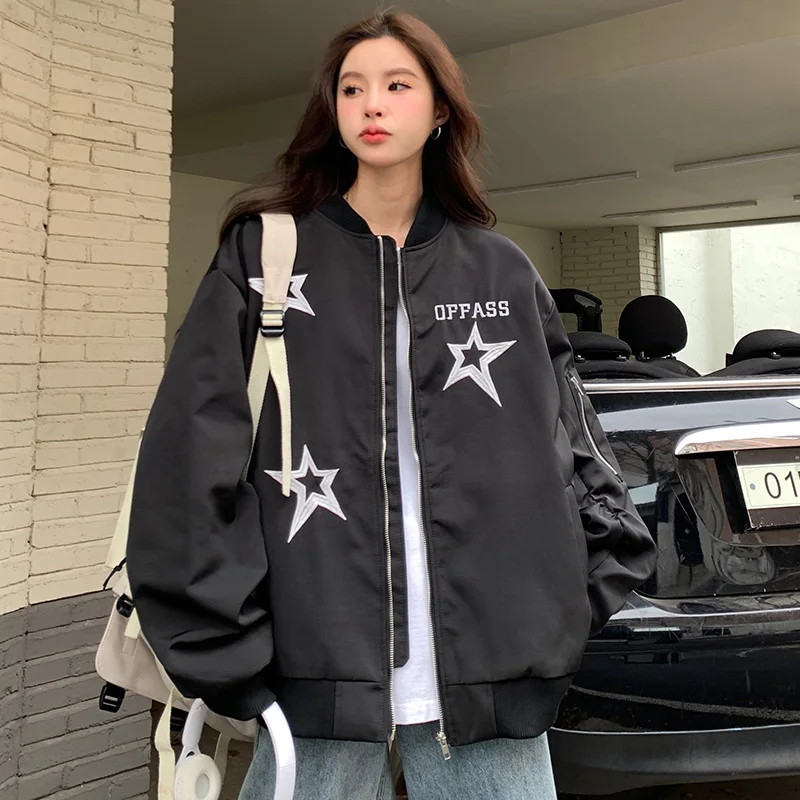 

2023 Spring New Women's Denim Jacket Vintage Fashion Style Versatile Embroidered Standing Collar Long Sleeve Loose Free Shipping