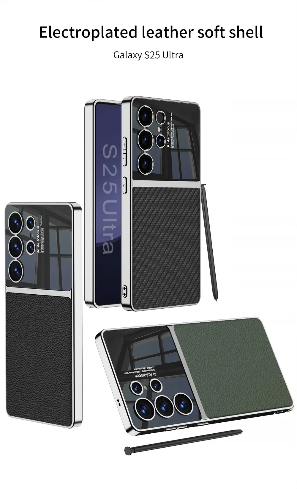 Luxury Plating Leather Case For Samsung Galaxy S25 S24 Ultra Shockproof Soft Edg