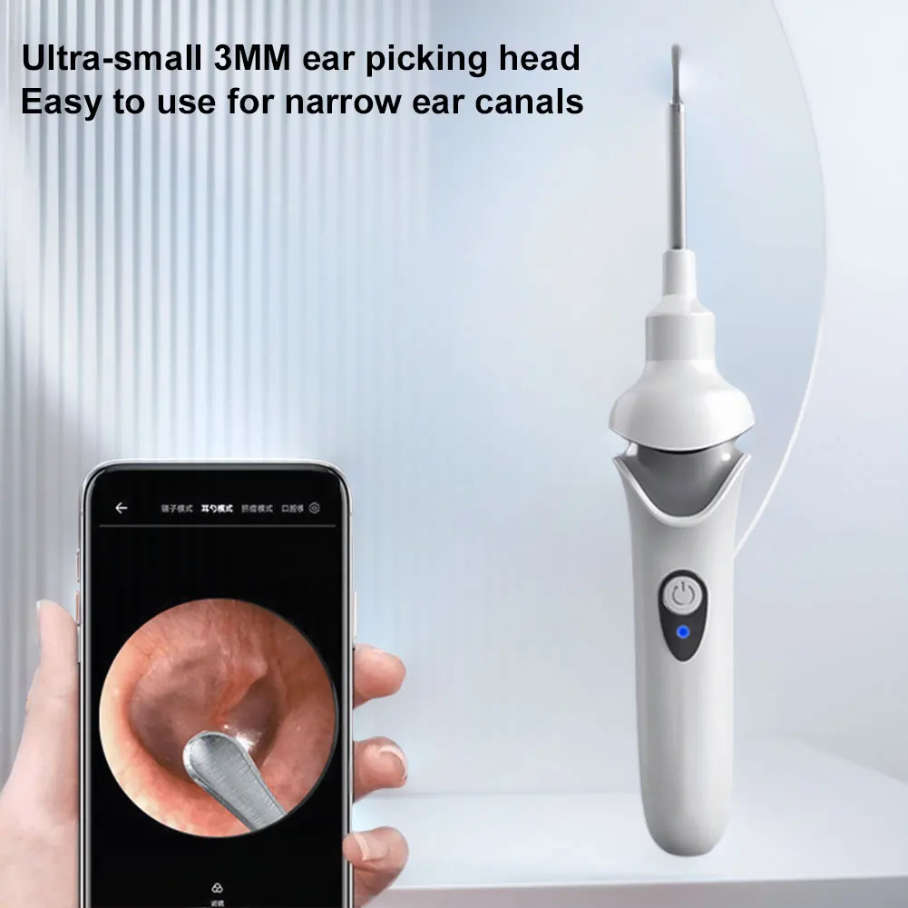 Ear Cleaner with Camera & LED Lights Electric Vacuum Earwax Remover 2 Gears Wireless Ear Wax Remover for Daily Pick