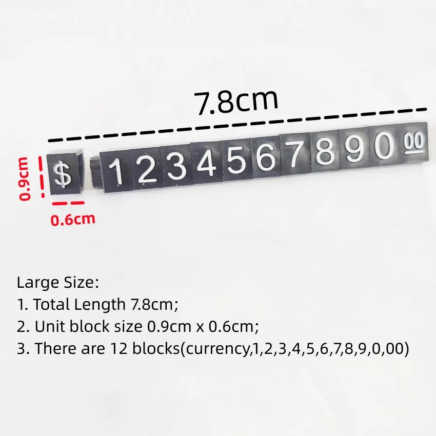 50sets Plastic Jewelry Number Price Bar Strip Display Marked Particle Stands Detachable with Currency Length7.8cm