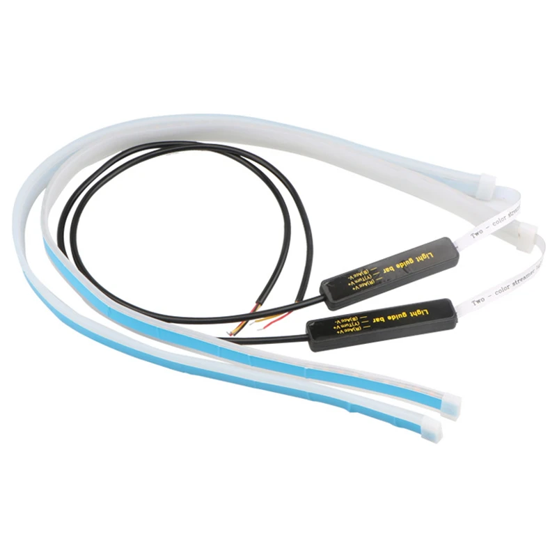 자동차 LED DRL 주간 주행등, 30/45/60cm, 플로우 런 헤드 라이트, LED 스트립 브레이크 방향 지시등, 터닝 가이드 라이트 바, 2 개