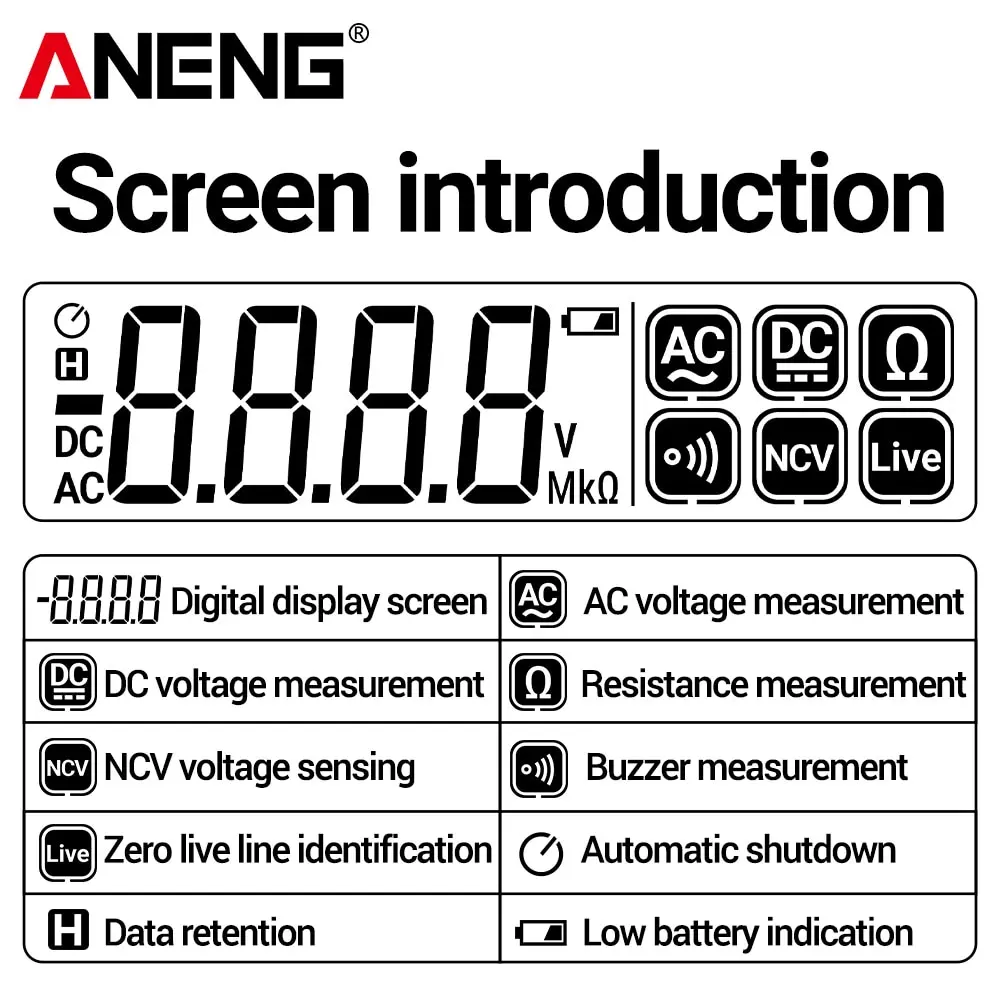 ANENG A3005 Digital Multimeter Pen Type 4000 Counts Professional Meter Non-Contact Auto AC/DC Voltage Ohm Diode Tester Meter