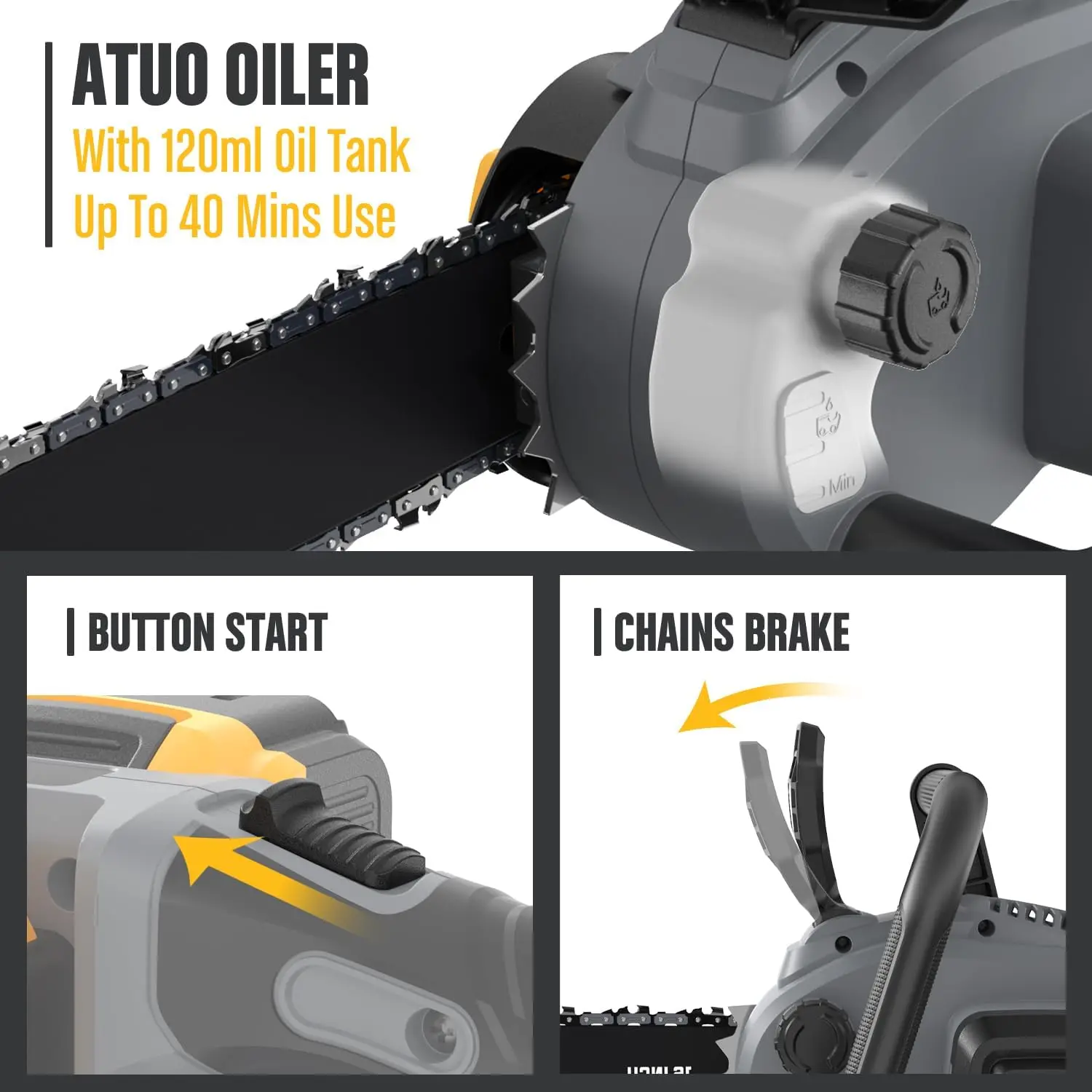 Cordless Battery Powered Chain Saw Compatible DeWALT Battery, Ideal for Wood/Tree Cutting, Pruning, Tool Only (Battery Not Inclu