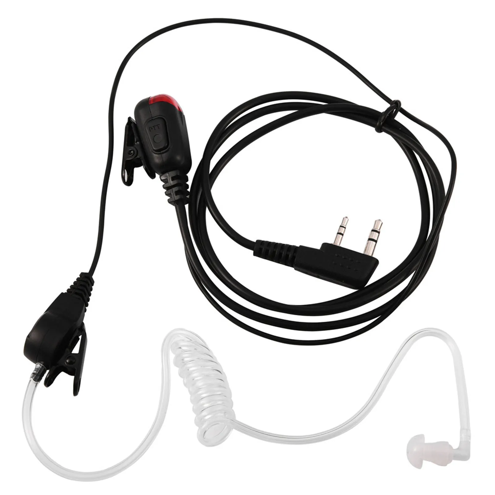 Acoustic Tube Earpiece 2Pin Acoustic Tube in Ear Earpiece W PPT Mic Red Light for 2 Way Radio Wakie Talkie
