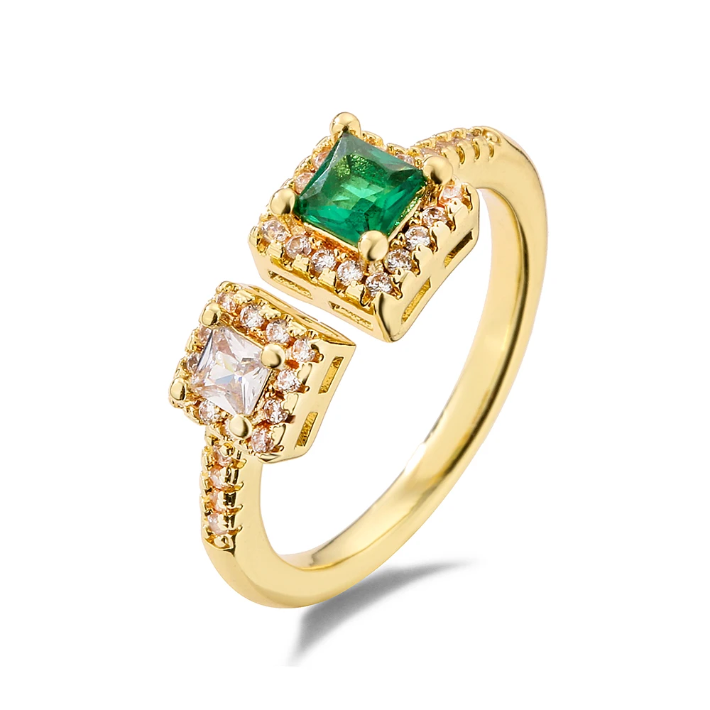 NEWBUY Gold Color Square AAA CZ Crystal Wedding Rings For Elegant Women Promise Gift