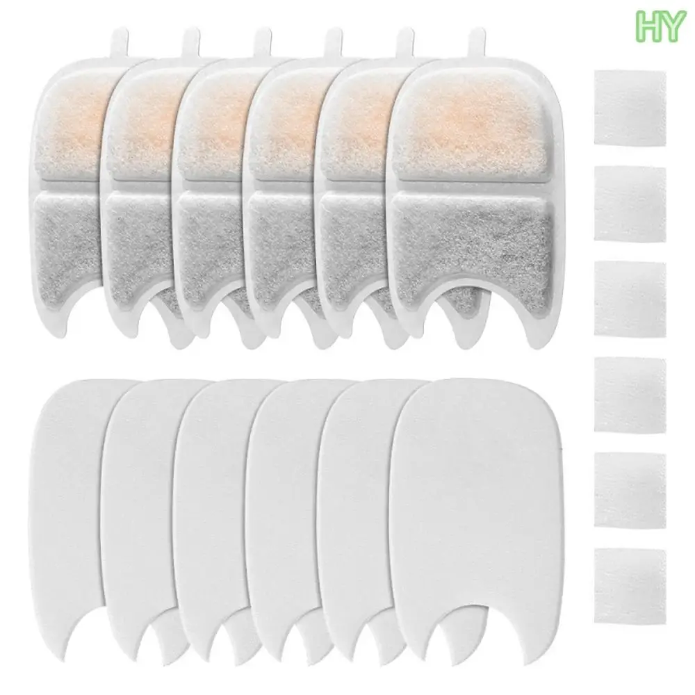 Pet Water Fountain Water Dispenser Filter Pet Fountain Filter 6 Set Replacement Filters & Sponges for 135 fl oz/4L Wilreless Cat Water Fountain, Cat Water Fountain Filter, Triple Filtration