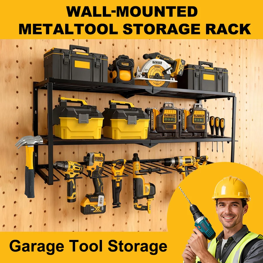 Tool Organizer Shelf-Pegboard Hook System For Cordless Drill Racks Garage Tool Storage & Workspace Efficiency Tool Wall Panels. - 2