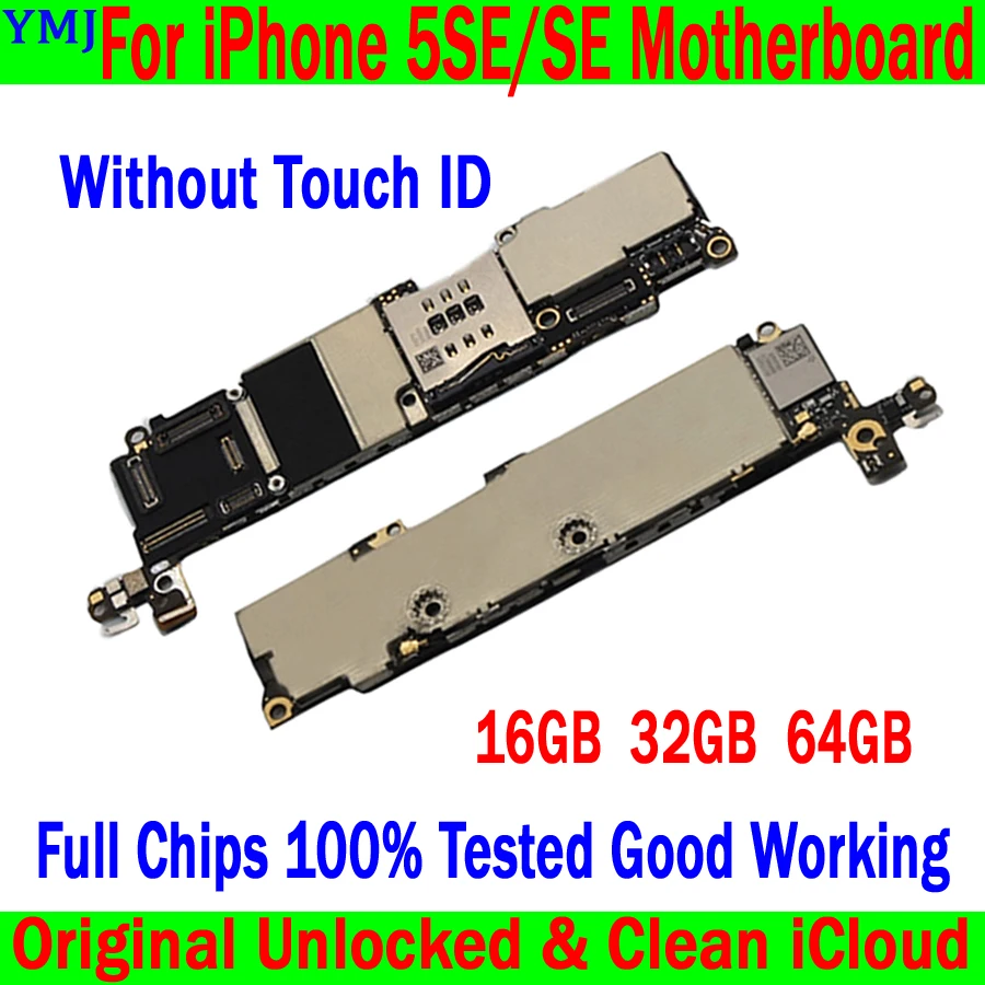 

Full Chips 100% Tested Good Working For IPhone 5se 5 SE Motherbaord 16GB 32GB 64GB Logic Board Original Unlocked Clean ICloud