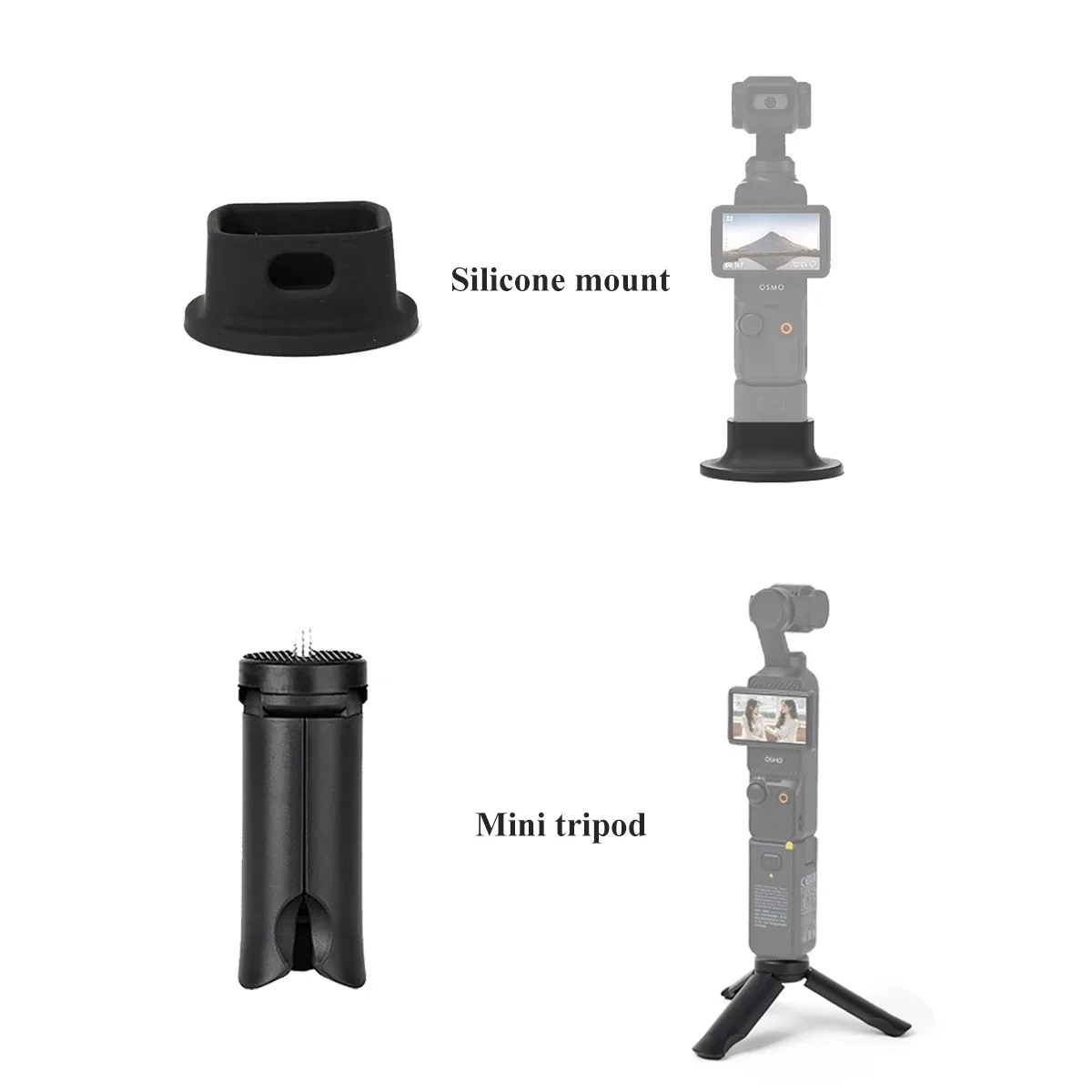 Portable Black Silicone Mini Tripod with Anti-Slip Base