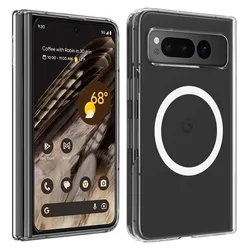 Crystal Clear Magnetic Hard Case for Google Pixel Fold - Shockproof and Wireless Charging Compatible Cover with Protective Bumper (Clear)