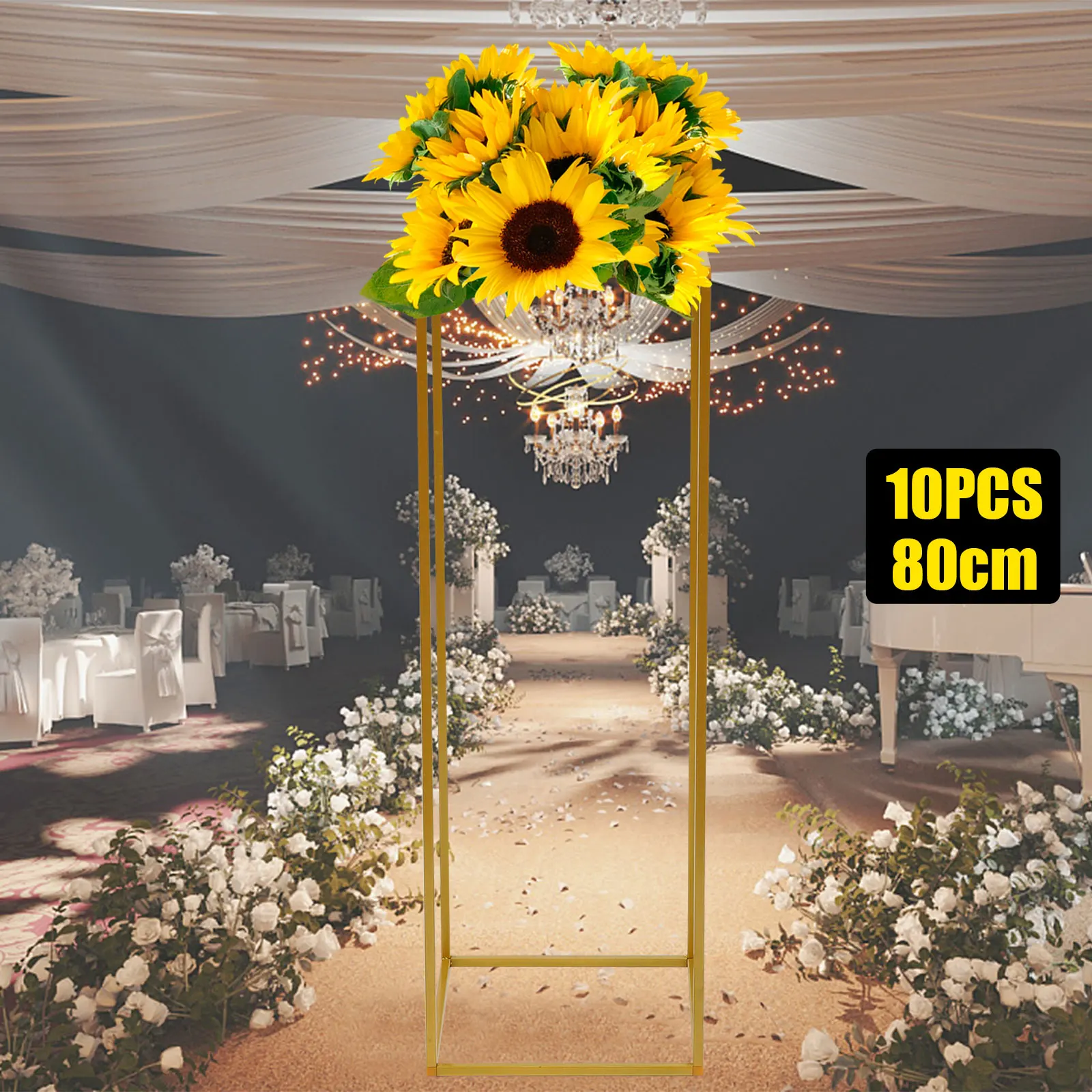 

10Pcs 31.5Inch Tall Gold Metal Flower Column Stands Floral Vase Stand for Centerpieces Wedding Party Home Decoration