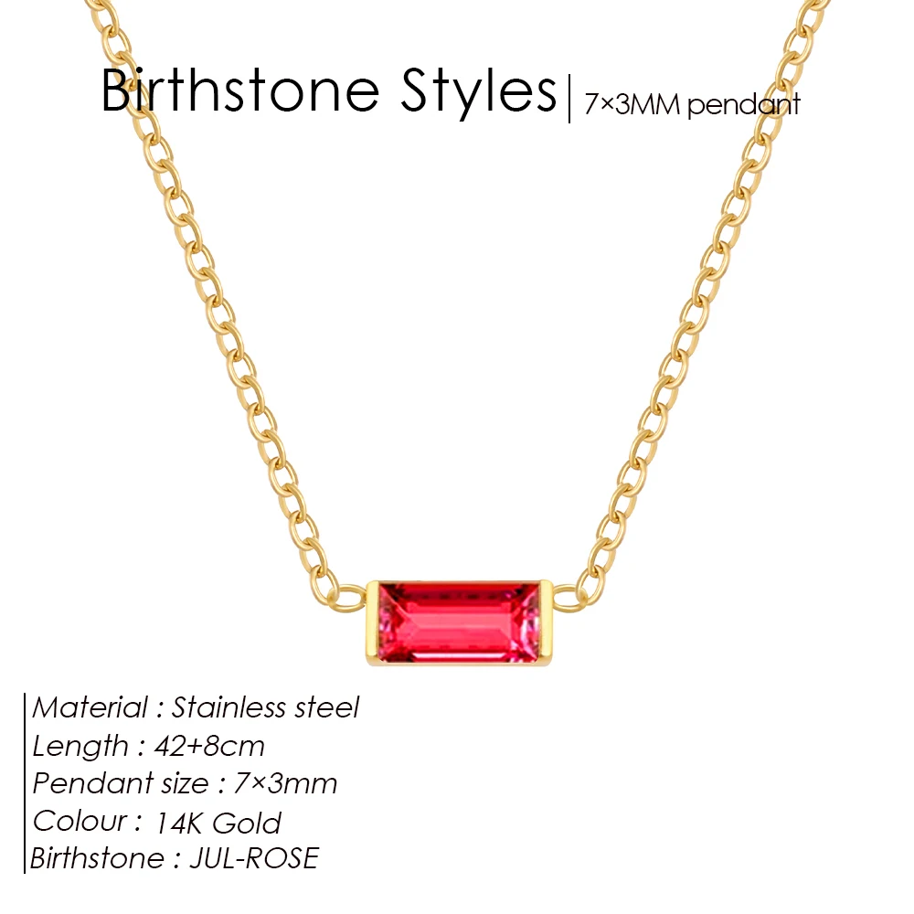 Bunte Zirkonia-Anhänger aus Edelstahl für Damen, hochwertige 12-Monats-Geburtsstein-Halskette für Damen, Geburtstagsgeschenk, Schmuck – Detail 15