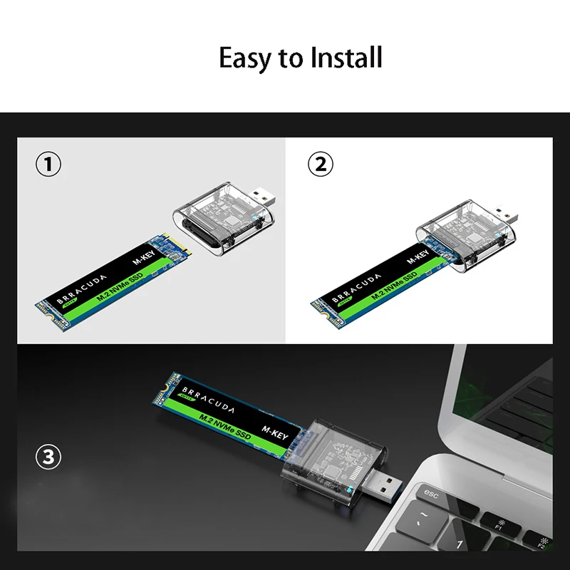 USB 3.1 SSD ܺ Ŭ Gen2 10Gbps ÷ ÷ NVMe M.2 PCIE M Ű B & M Ű  ϵ ũ Ȯ ڽ ȯ ̽