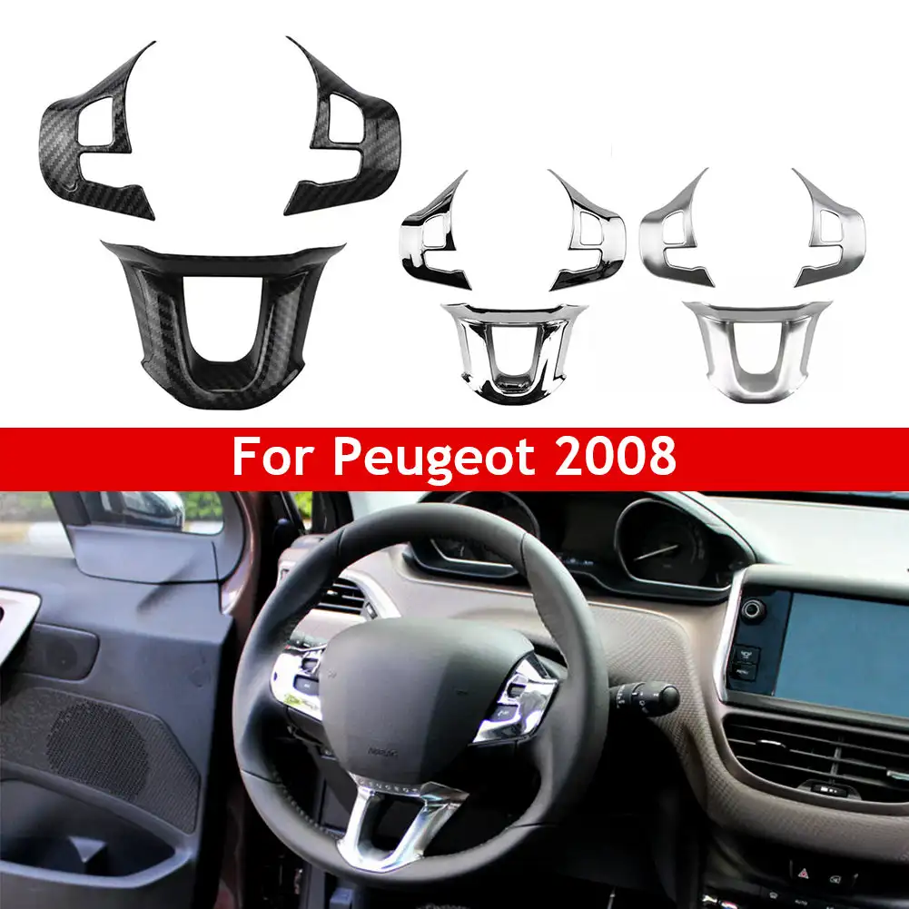 

3Pcs/Set Carbon Fiber Car Steering Wheel Decoration Cover Trim Sticker Fit for Peugeot 2008 208 308 2014 2015 2016 2017 2018