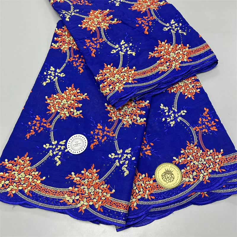 

5 yard Swiss lace fabric latest heavy beaded Embroidery African 100% cotton fabrics Swiss voile lace popular Dubai style 4L09098