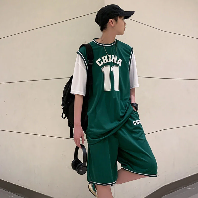 

2022 Summer Men's Loose Basketball Sports Sets Clothing Sportswear Leisure Suits T-shirt Tracksuits 3 Color Trendy Shorts M-3XL