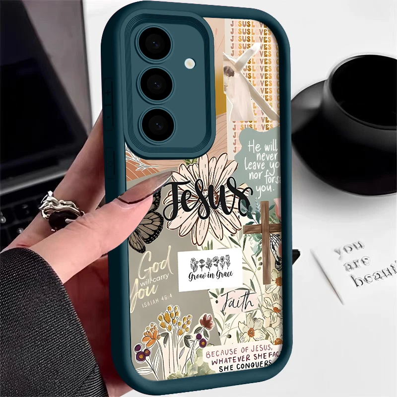 Jesus Flower Design Protective Phone Case - Elegant Floral Cover