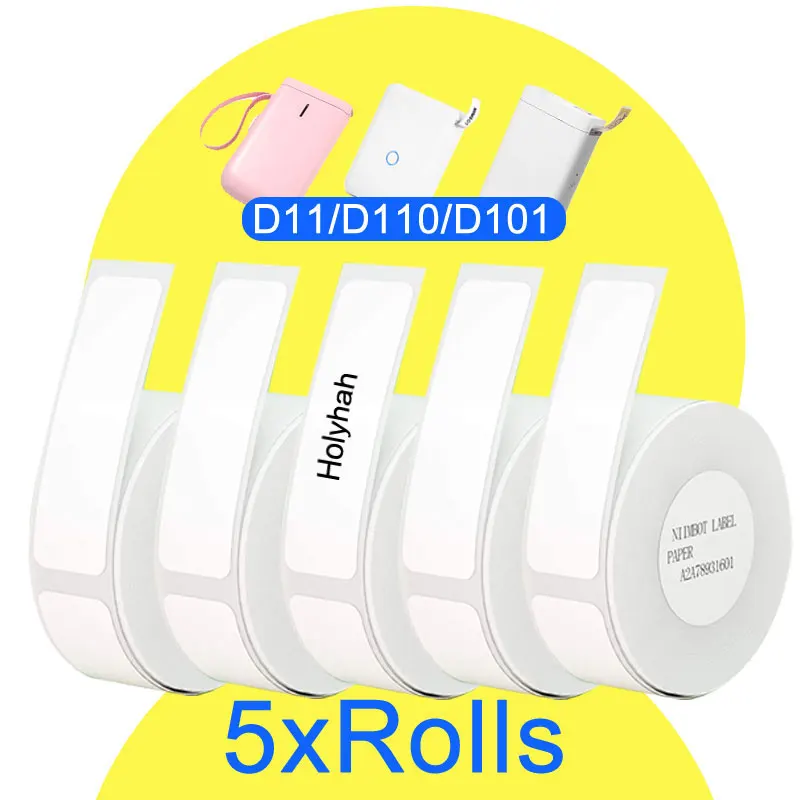 Niimbot White Label Tape Etiqueta Autocolante Rolo de Papel para D11 D110 D101 Labeller Printer 1222 mm 1230 mm 1240 mm 1530 mm 1550m Rolos