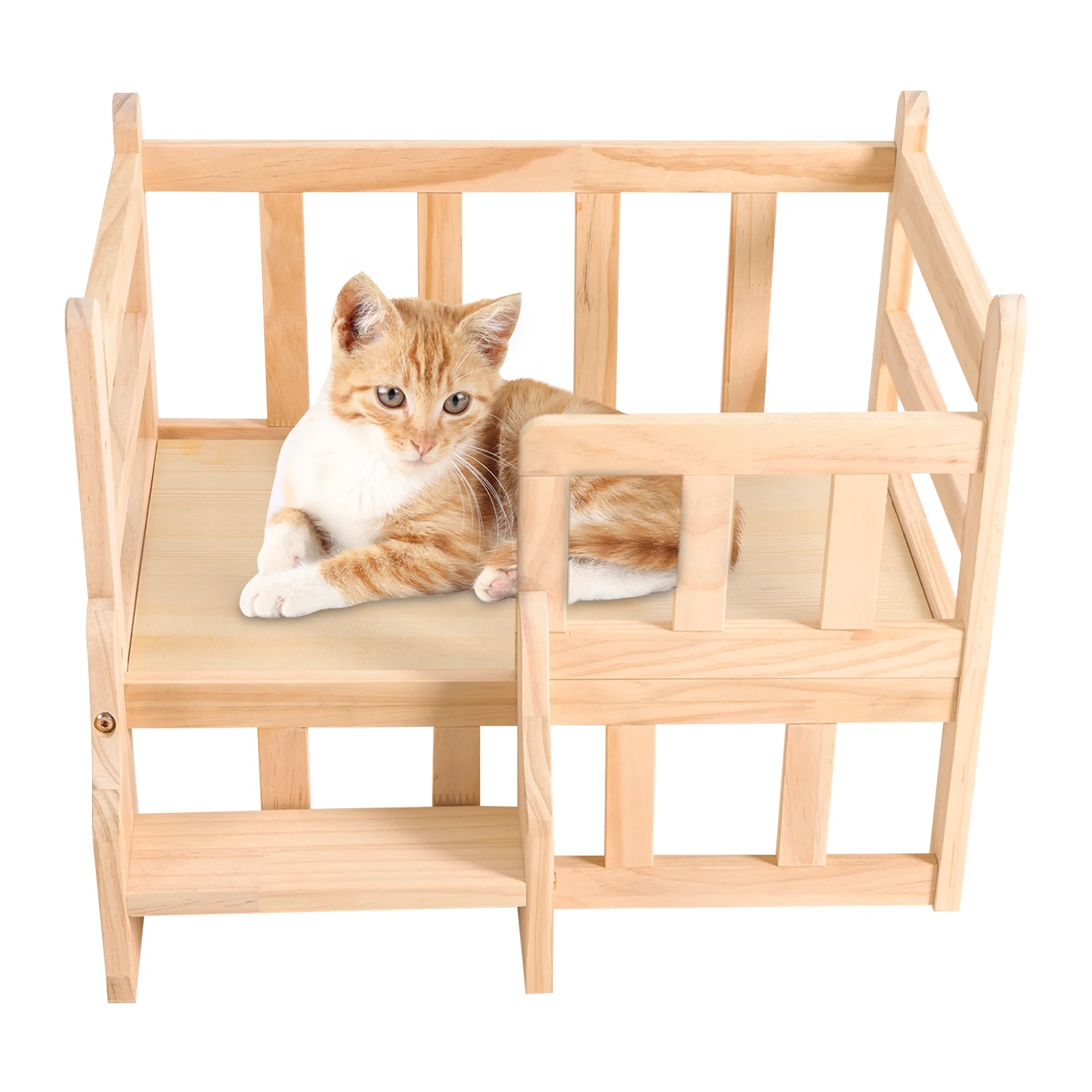 Dog Crate with Solid Pine Wood, Hypoallergenic and Chemical-Free, Sturdy Structure with Reinforced Screws, Spacious Nest
