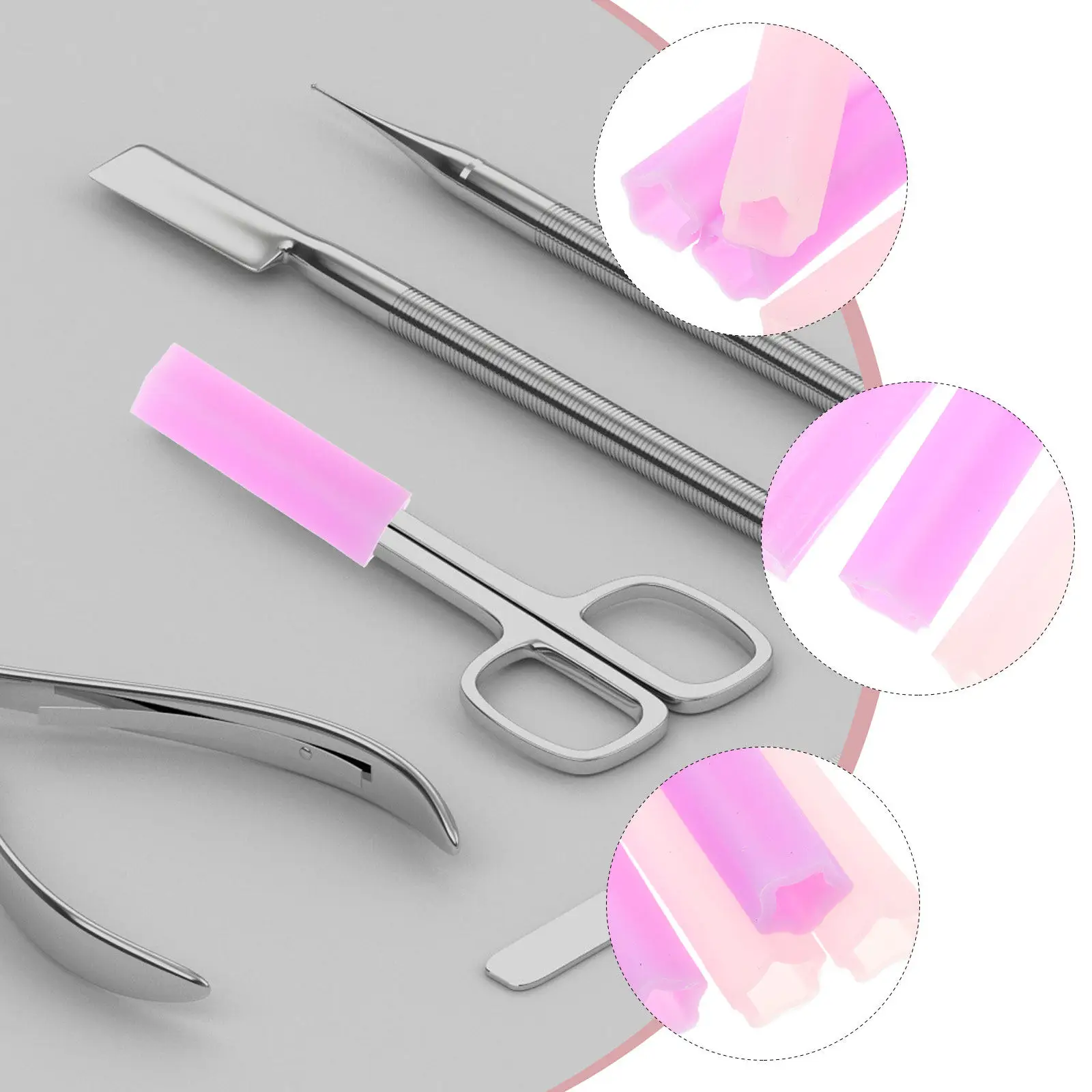 네일 가위용 4Pcs 니퍼 보호 커버 매니큐어 도구 플라스틱 가위 캡 안전 재사용 가능 매일 사용 핑크 로즈 레드