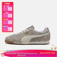 PUMA Arizona Leo Chaussures décontractées unisexes à semelle fine et imprimé léopard Marron-gris 403045-01 1