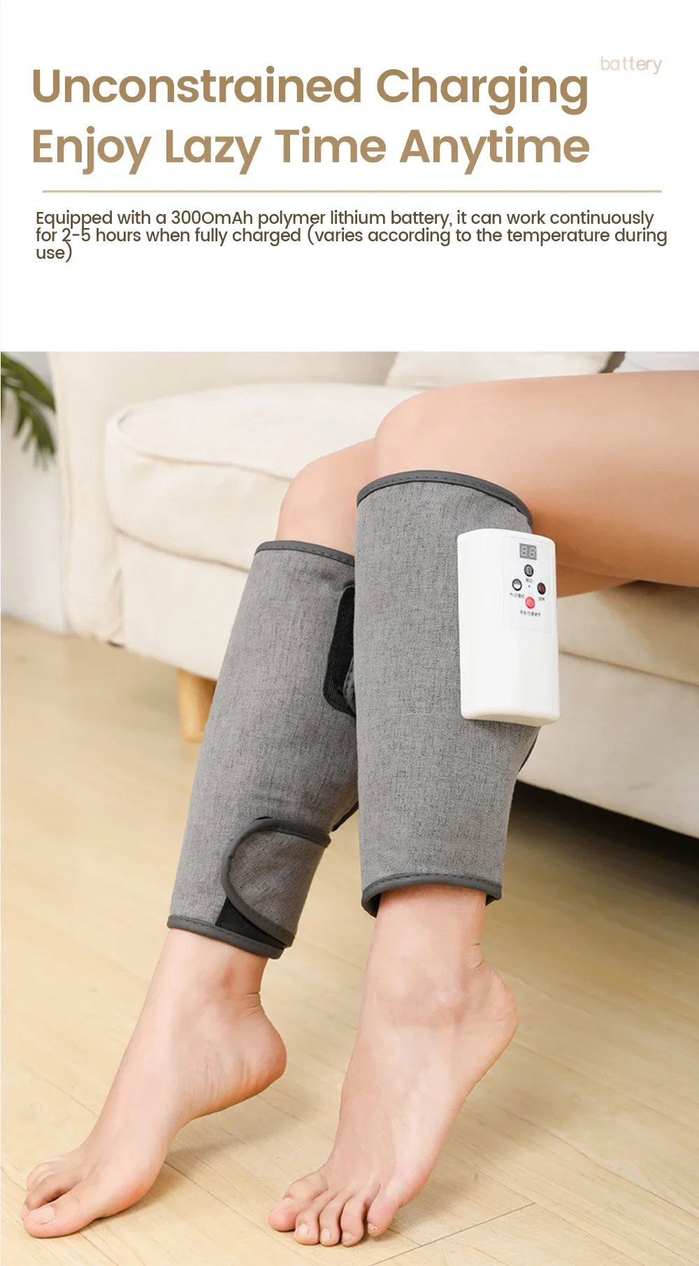 Electric Vibration Leg Calf Massager Full Pressotherapy 6 Mode Hot Compress Leg Foot Massager Air Compression Muscle Relief Pain