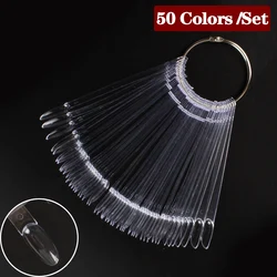 Premium Oval Fan Style Nail Swatch Display and Practice Manicure Set, Clear & Black (007-Clear)