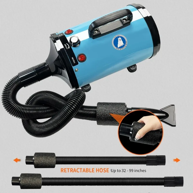 Dog Hair Dryer Pet Grooming Hair Dryer Adjustable Temperature and Speed ​​High Power Suitable for Small, Medium and Large Dogs