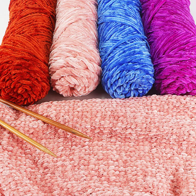 Plush Yarn Soft Chenille Yarn for Knitting DIY 100% Polyester  Velvet Yarn Amigurumi Accessories  1 Skein 100g 130M 4