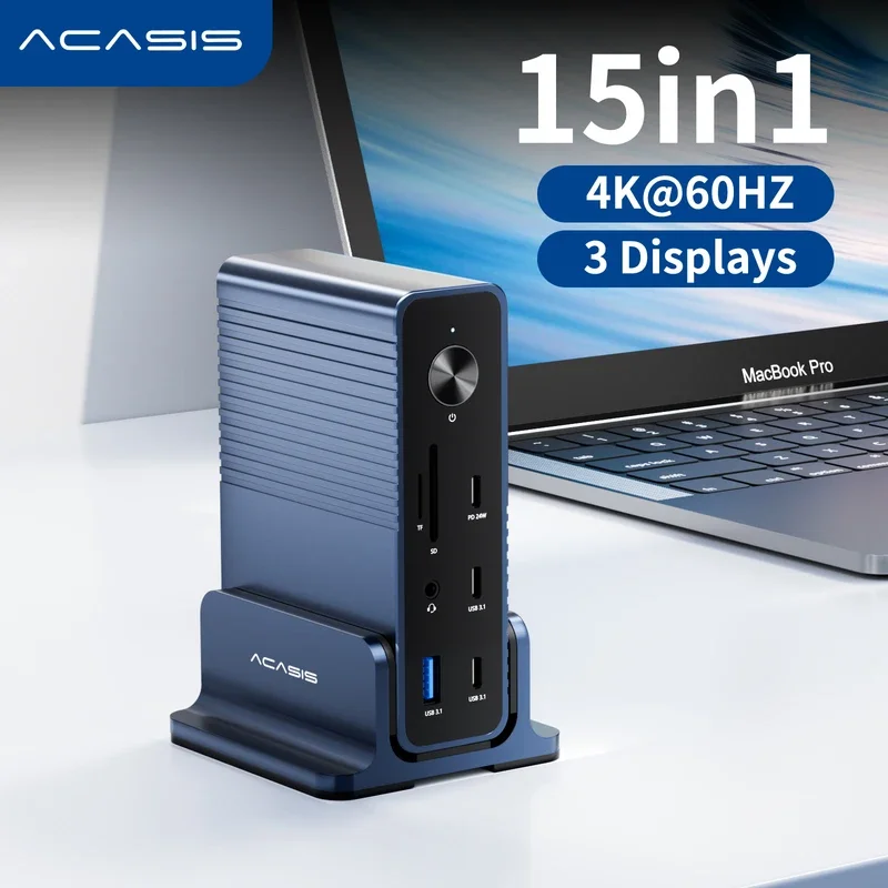 

Acasis 4K/60HZ USB-C Hub Type-C To HDMI Docking Station Splitter Connecting 3 Displays USB Expander PD100W RJ45 1000MBPS USB Hub