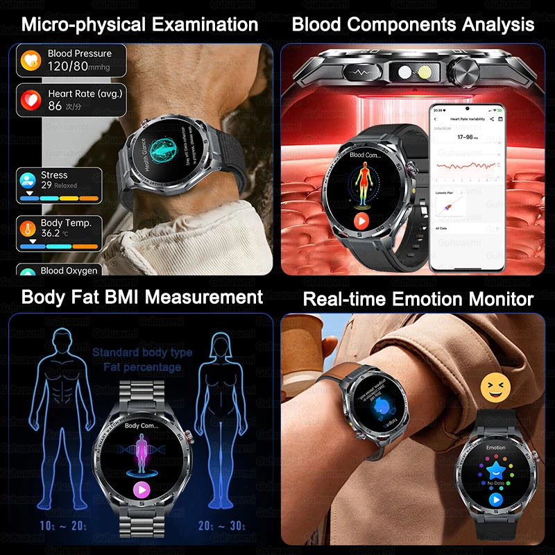 2026 New AI Health Smart Watch 1.53''AMOLED HD Screen ECG Bluetooth Call Uric Acid Blood Fat Heart Rate Monitor Sport Smartwatch 3
