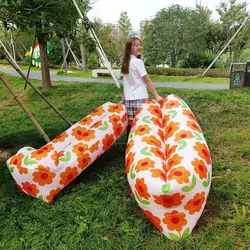 Portable Printed Inflatable Bed Lazy Person Foldable Air Sofa New Outdoor Inflatable Sofa Cushion Outdoor Portable Seatings