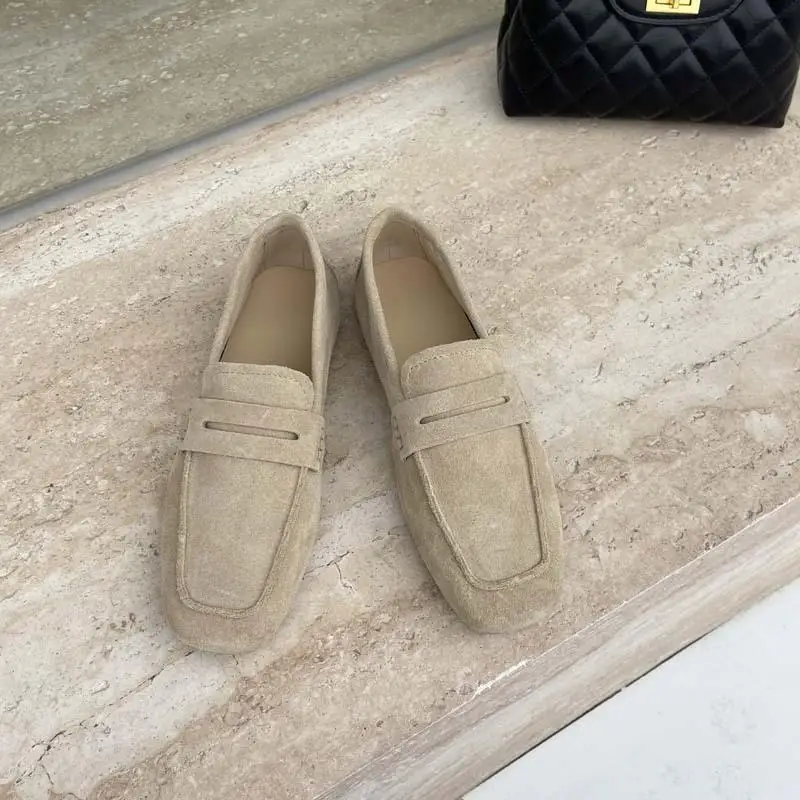 2024 Spring/Summer New Genuine Leather Retro Lefu Lazy Shoes Work and Casual Flat Sole Single Shoes